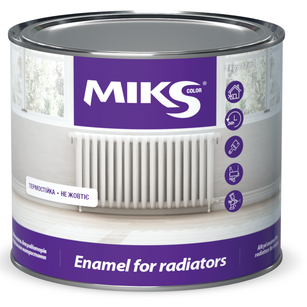 Емаль алкідна для радіаторів MIKS Color 2,8 кг Білий (2493674117)
