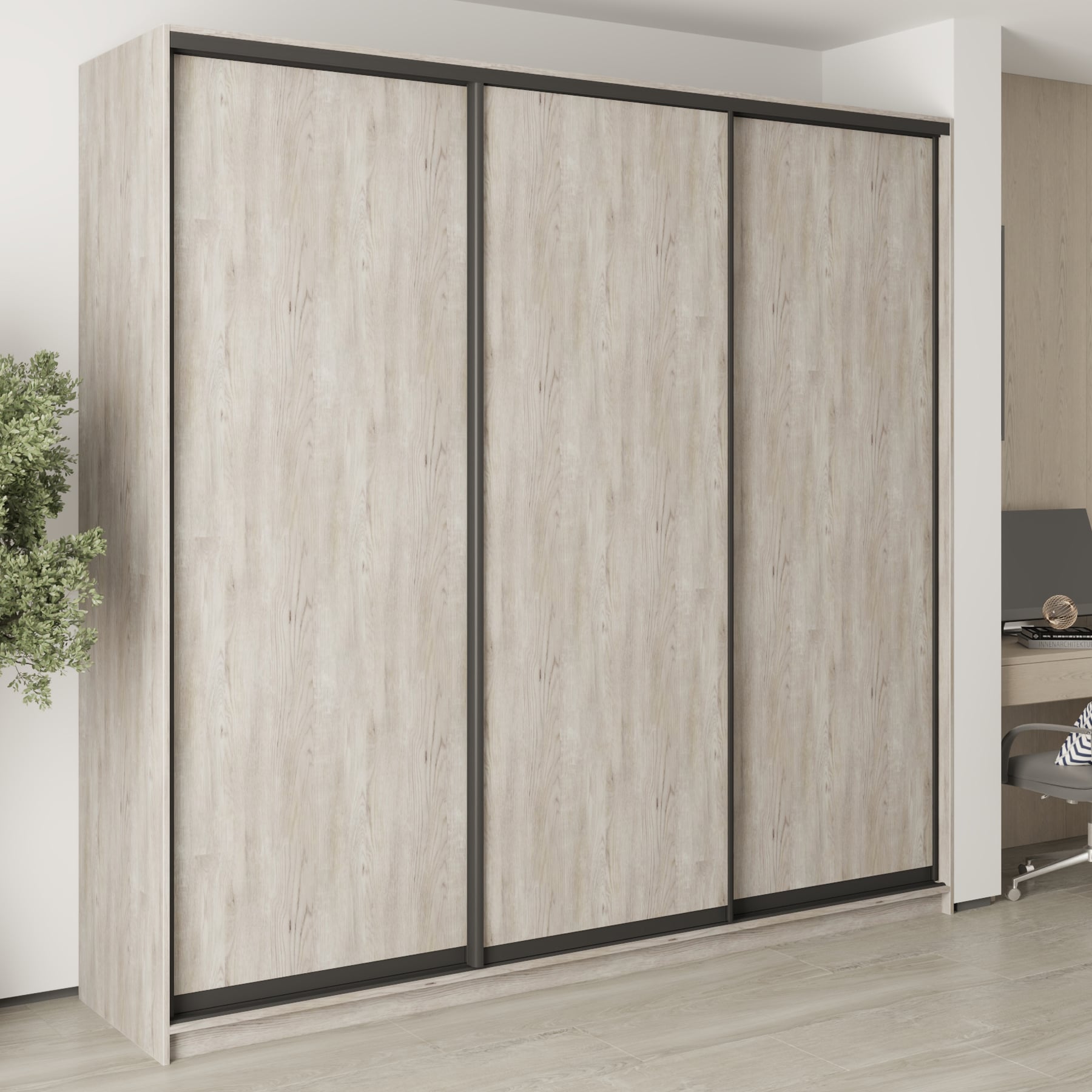 Шкаф-купе трехдверный Mebel Star Комбо BG MBS-9525 250х60х240 см Аляска серый (1009514)