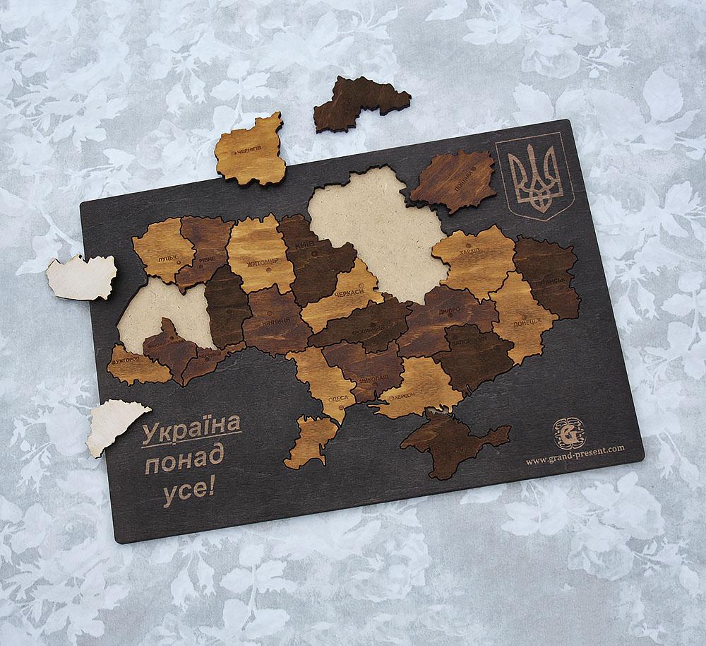 Пазл Карта Украины цветной 21x30 см Гранд Презент 18