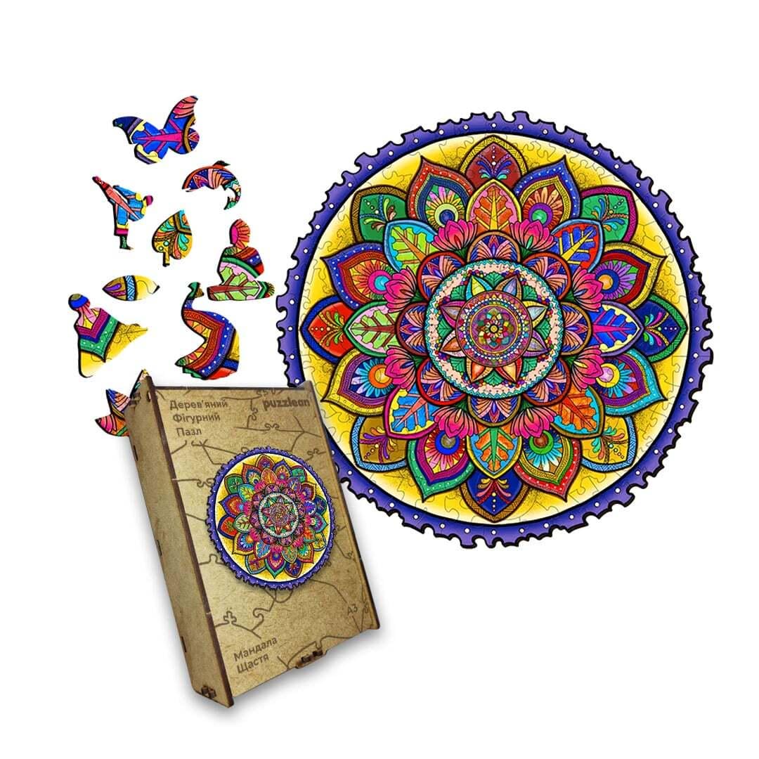Пазл дерев'яний Мандала Щастя А2 дерев'яна коробка 300+ ел. (26102841)