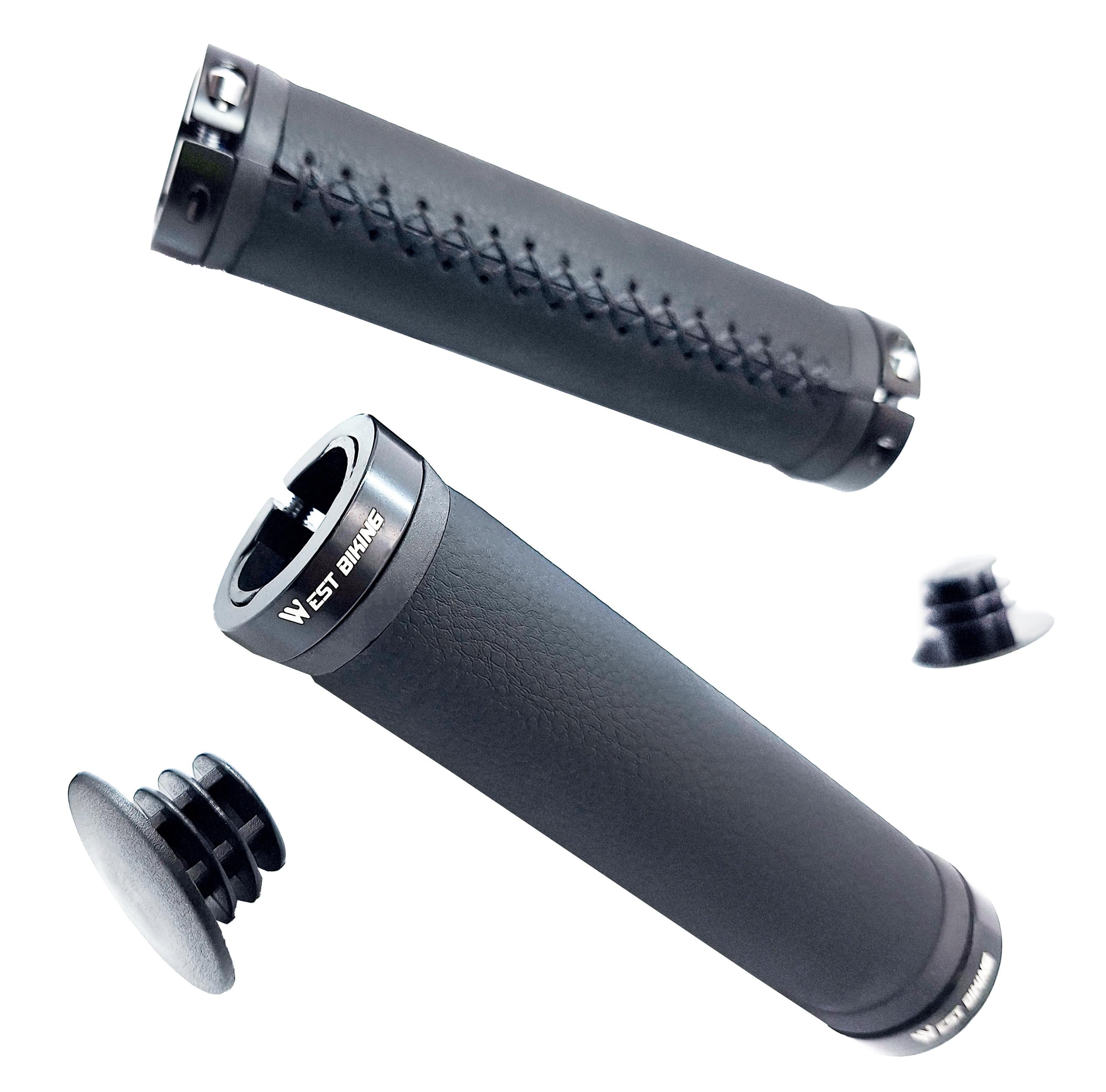 Грипсы кожаные West biking YP0804065 прямые с алюминиевыми замками 130 мм Черный (G0000988)