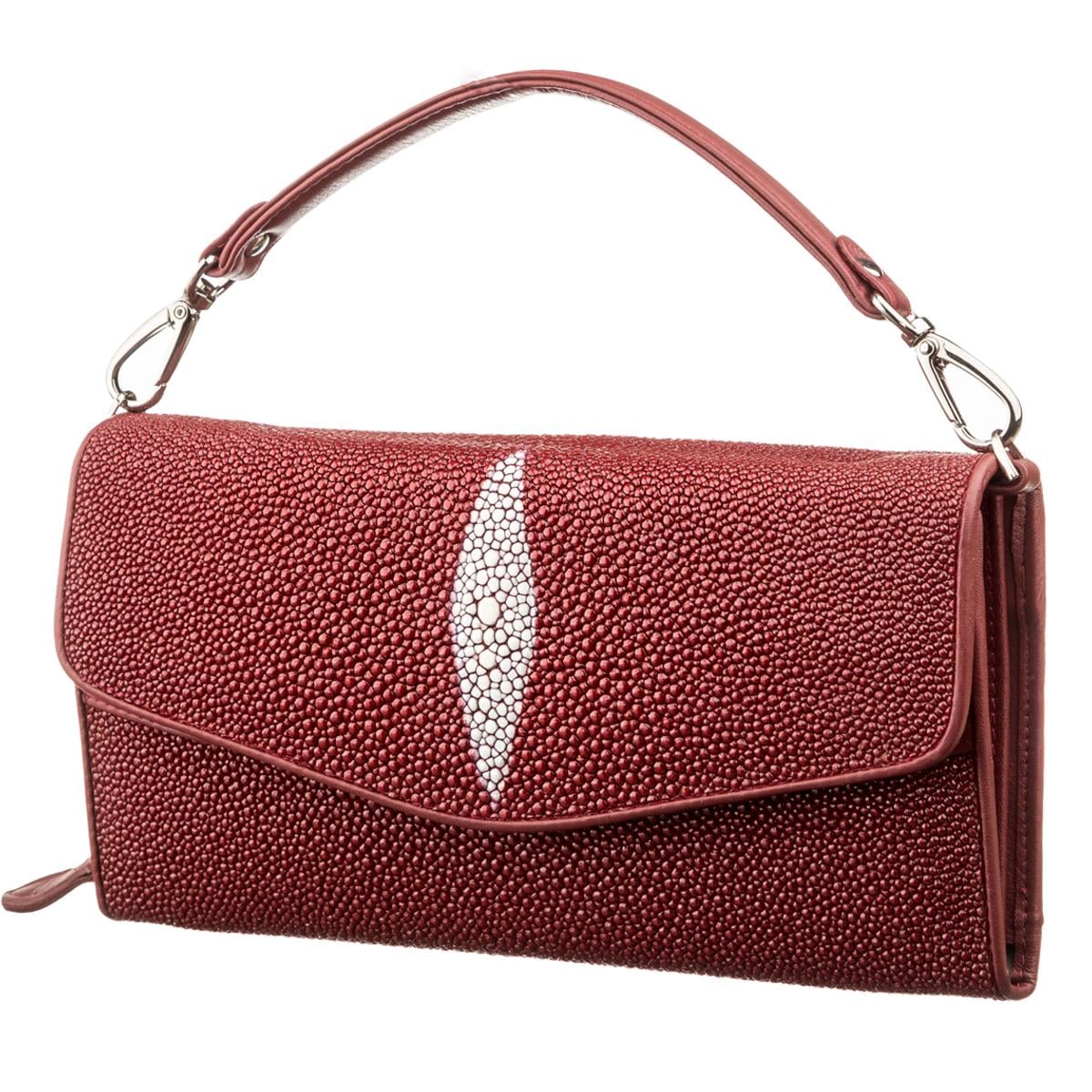 Горизонтальный клатч Stingray Leather 18291 из натуральной кожи морского ската Бордовый (23671)