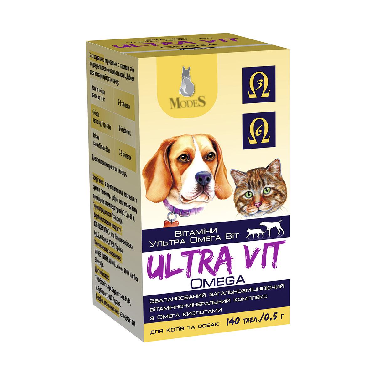 Витамины Modes Ultra Omega Vit для кошек и собак 140 таб. (ЗС000234)