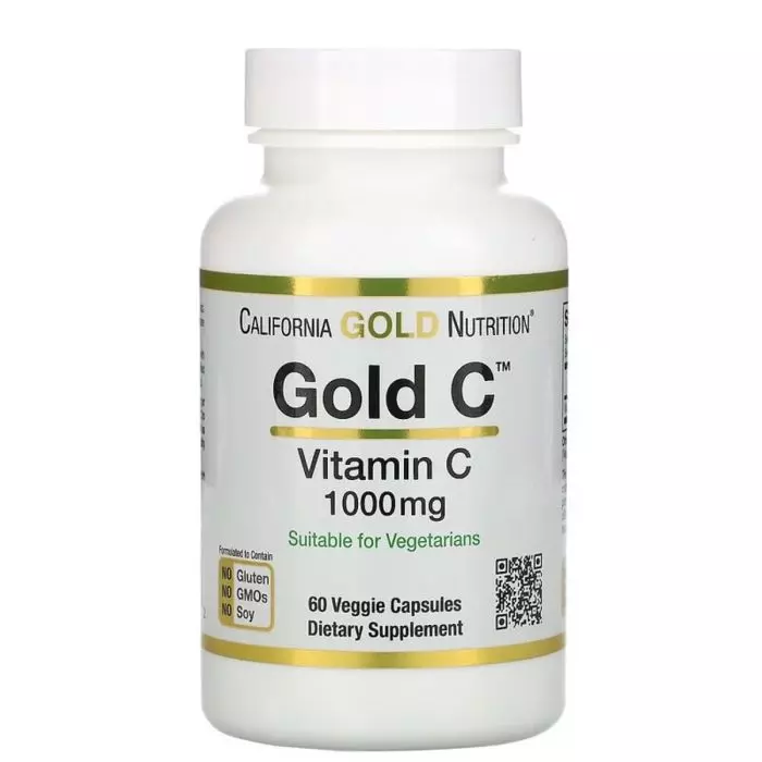Вітамін C California Gold Nutrition Gold C 1000 мг 60 вегетаріанських капсул (CGN00931)