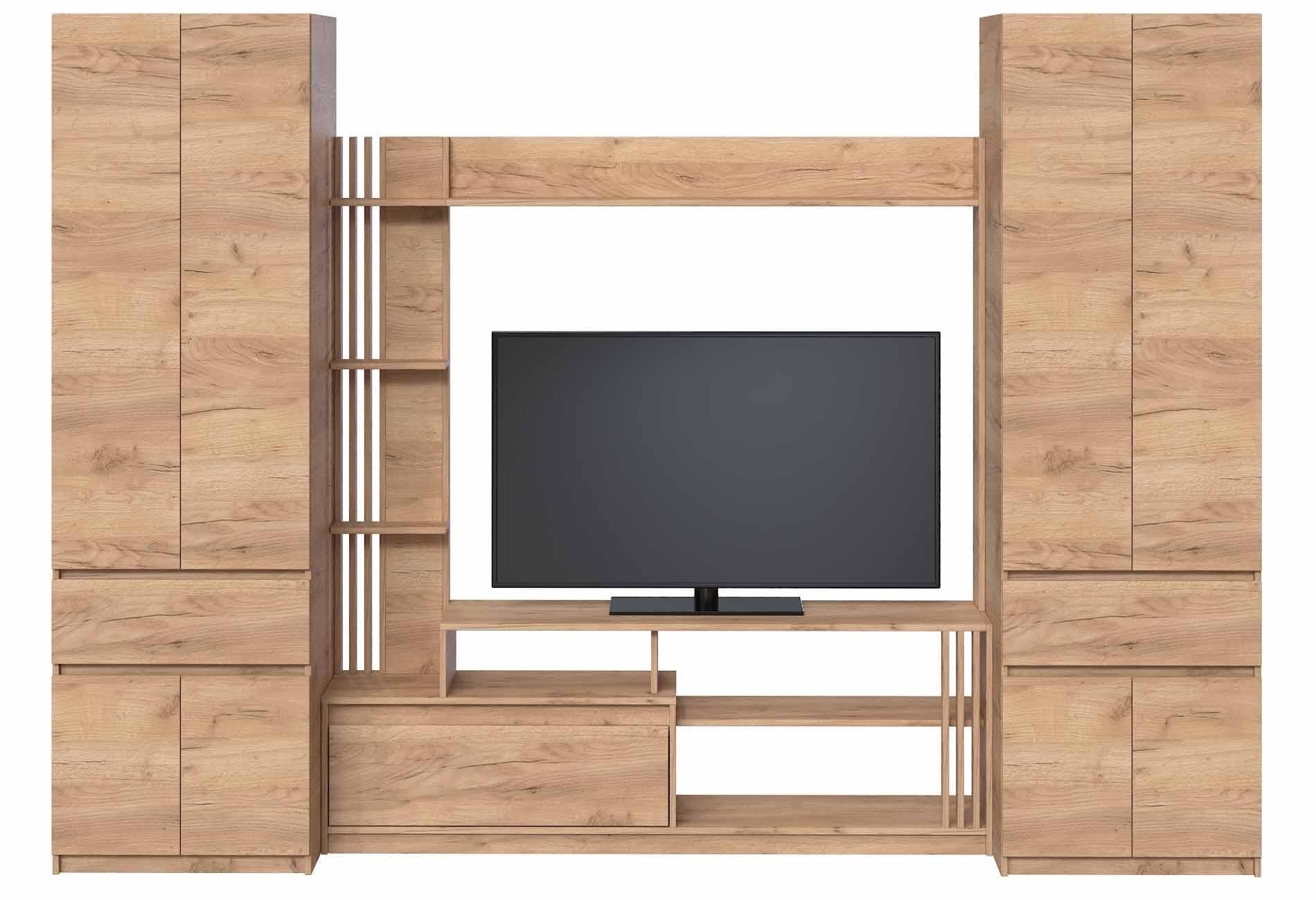 Стенка в гостиную Мастер Форм Брайт 2900х520х2000 мм Дуб крафт золотой (32821)