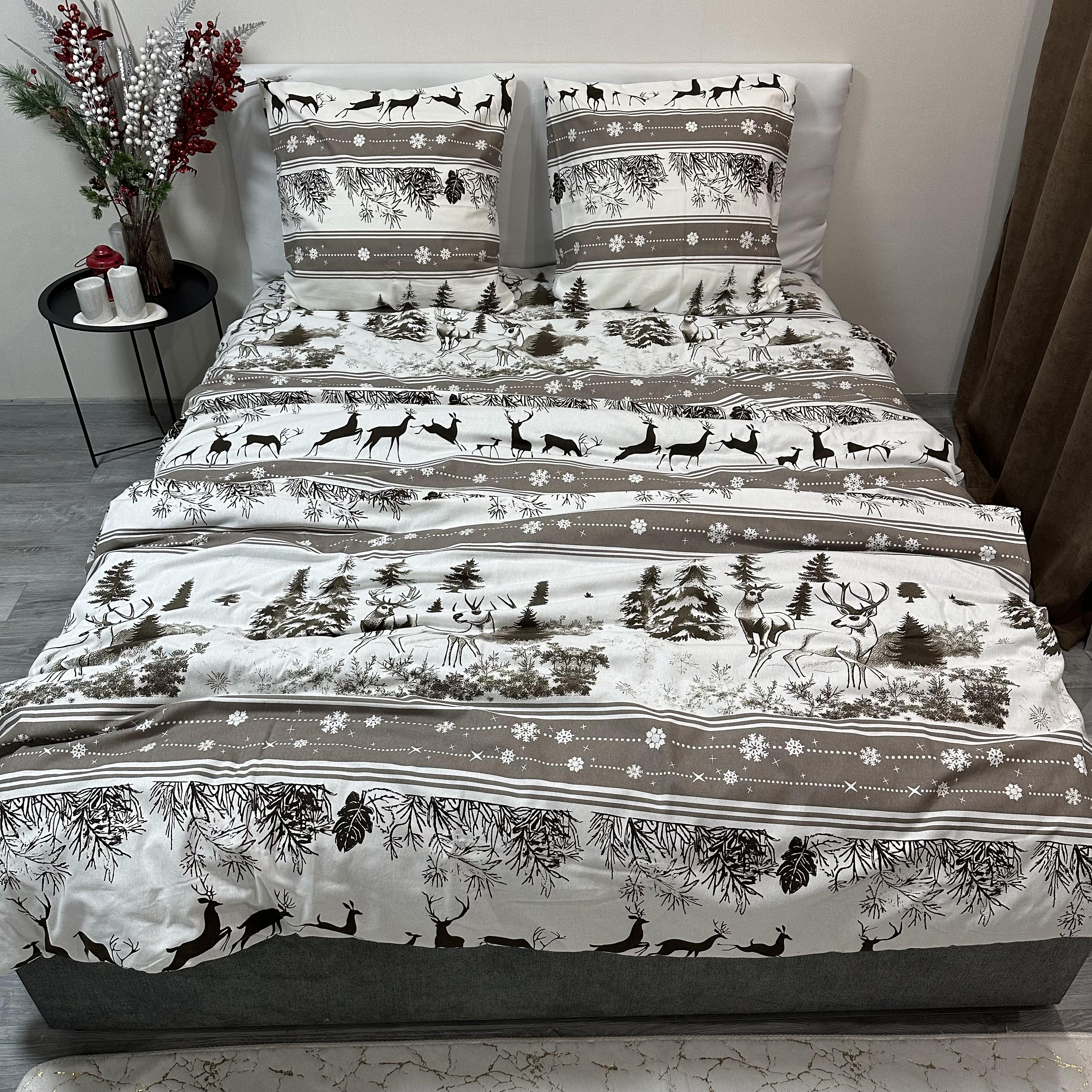 Комплект постільної білизни байкова Зимовий сімейний Сірий (байка 1-4) - фото 3