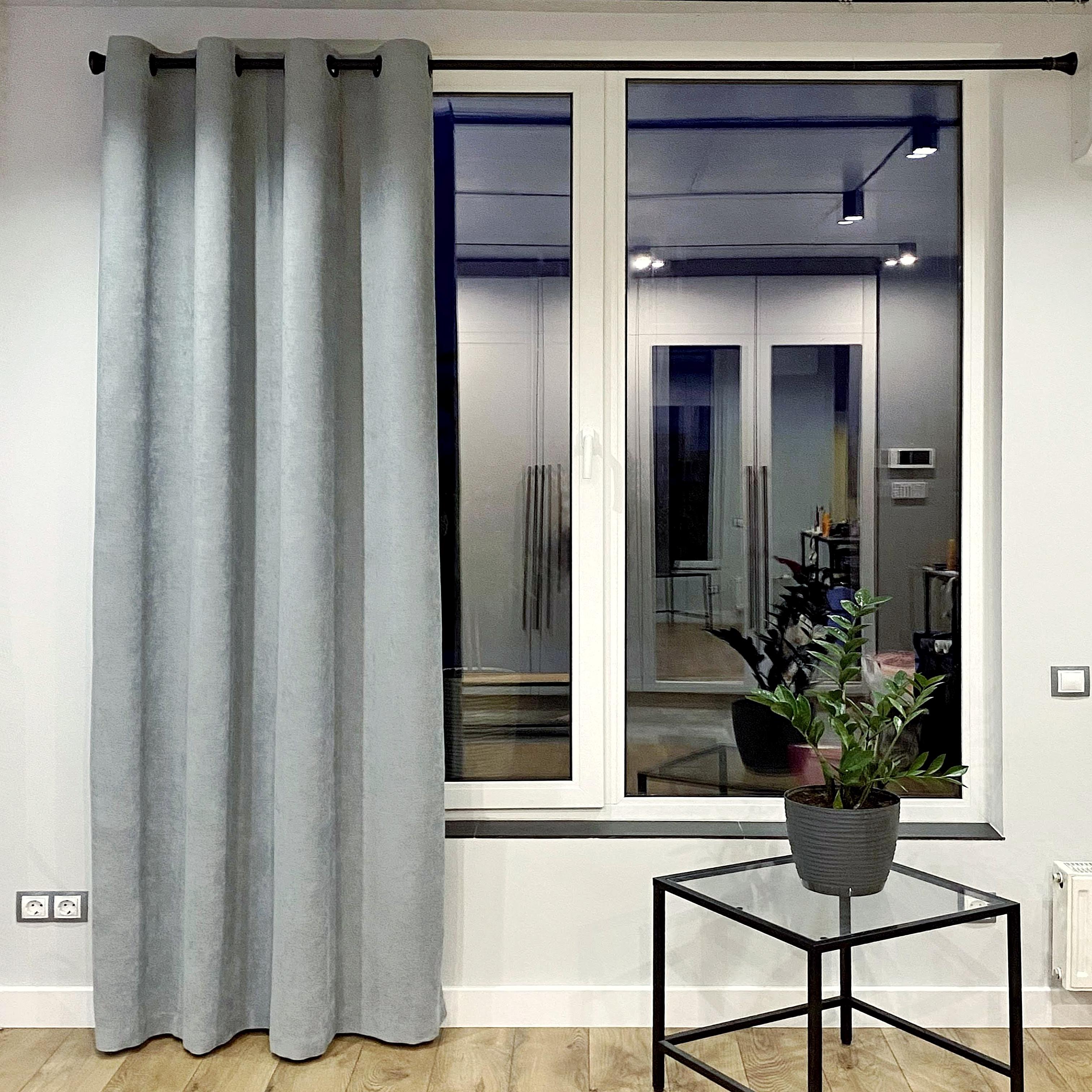 Штора на черных люверсах микровелюр 205х250 см 1 шт. Серо-голубой (5801525-MT1/205-BL) - фото 1 Штора на черных люверсах микровелюр 205х250 см 1 шт. Серо-голубой (5801525-MT1/205-BL) - фото 1