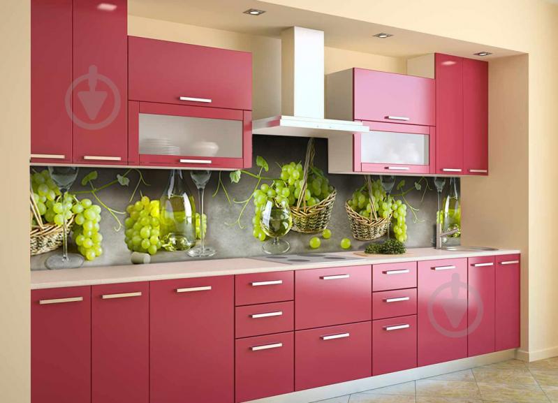 Скинали на кухню Zatarga «Белый Виноград» 600х2500 мм виниловая 3Д наклейка кухонный фартук самоклеящаяся Z180483