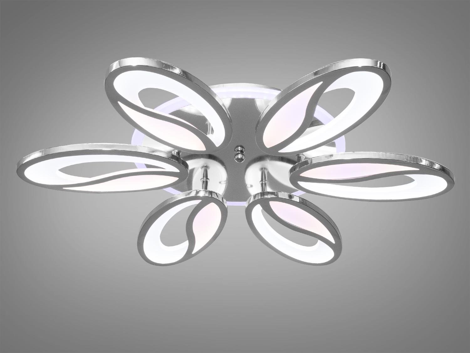 Люстра стельова LED підсвічування/димер/пульт 105W Хром (8090/6HR 3col dim) - фото 3 Люстра стельова LED підсвічування/димер/пульт 105W Хром (8090/6HR 3col dim) - фото 3