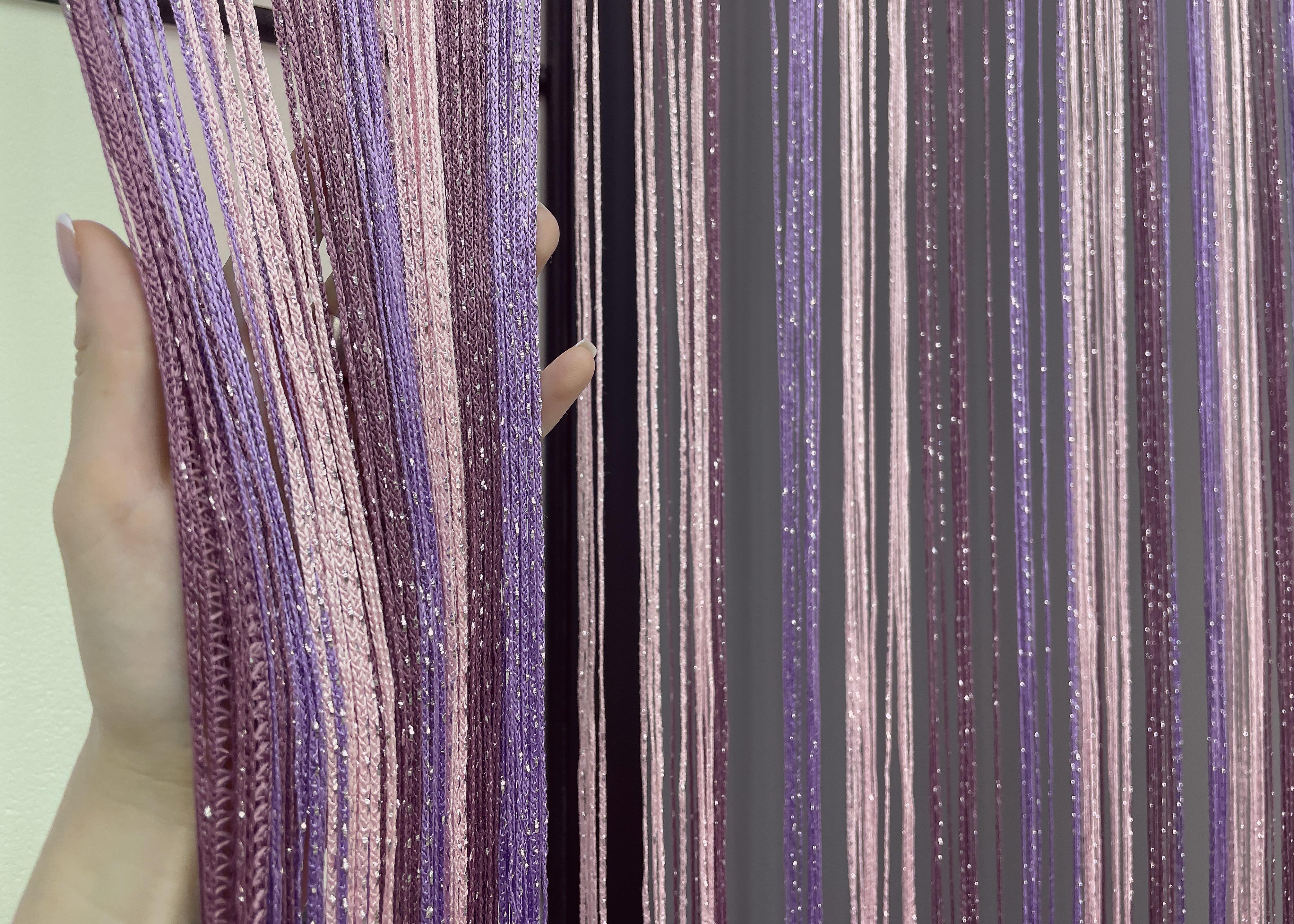 Шторы-нити с люрексом 300х300 см Малиновый с сиренево-розовым (61-075) - фото 6