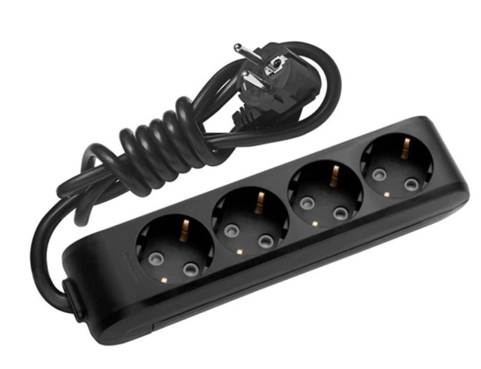 Подовжувач Panasonic WLTB04452BL-UA X-tendia із заземленням 4 гнізда 5 м з захистними шторками Чорний