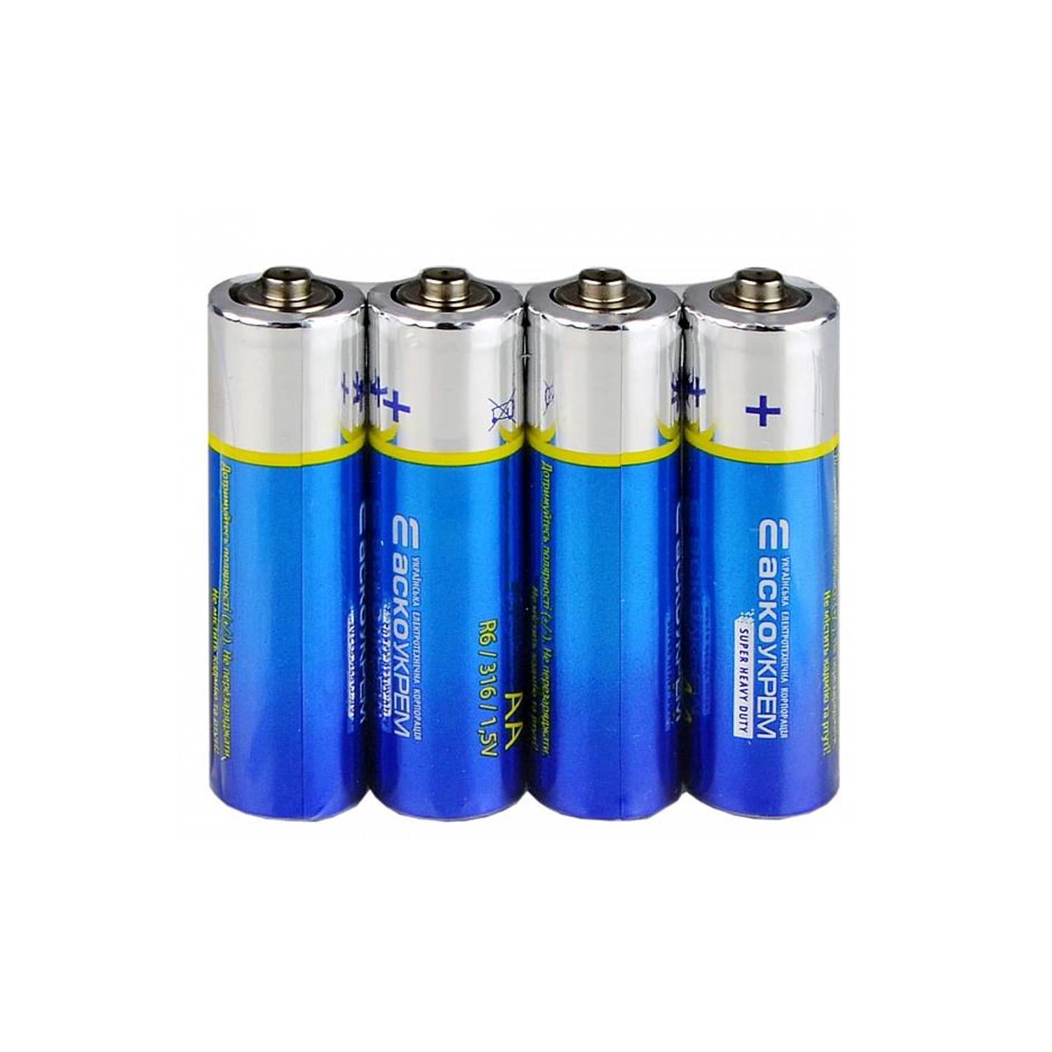 Батарейка АСКО-УКРЕМ АА солевая 1,5V shrink 4 шт. (Аско.R6.SP4)