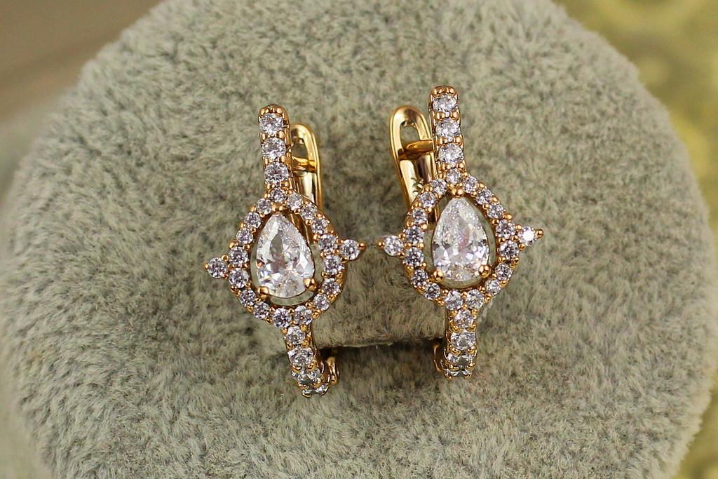 Серьги Xuping Jewelry Капелька в ободке с шипами 2 см Золотистый (2228528195)