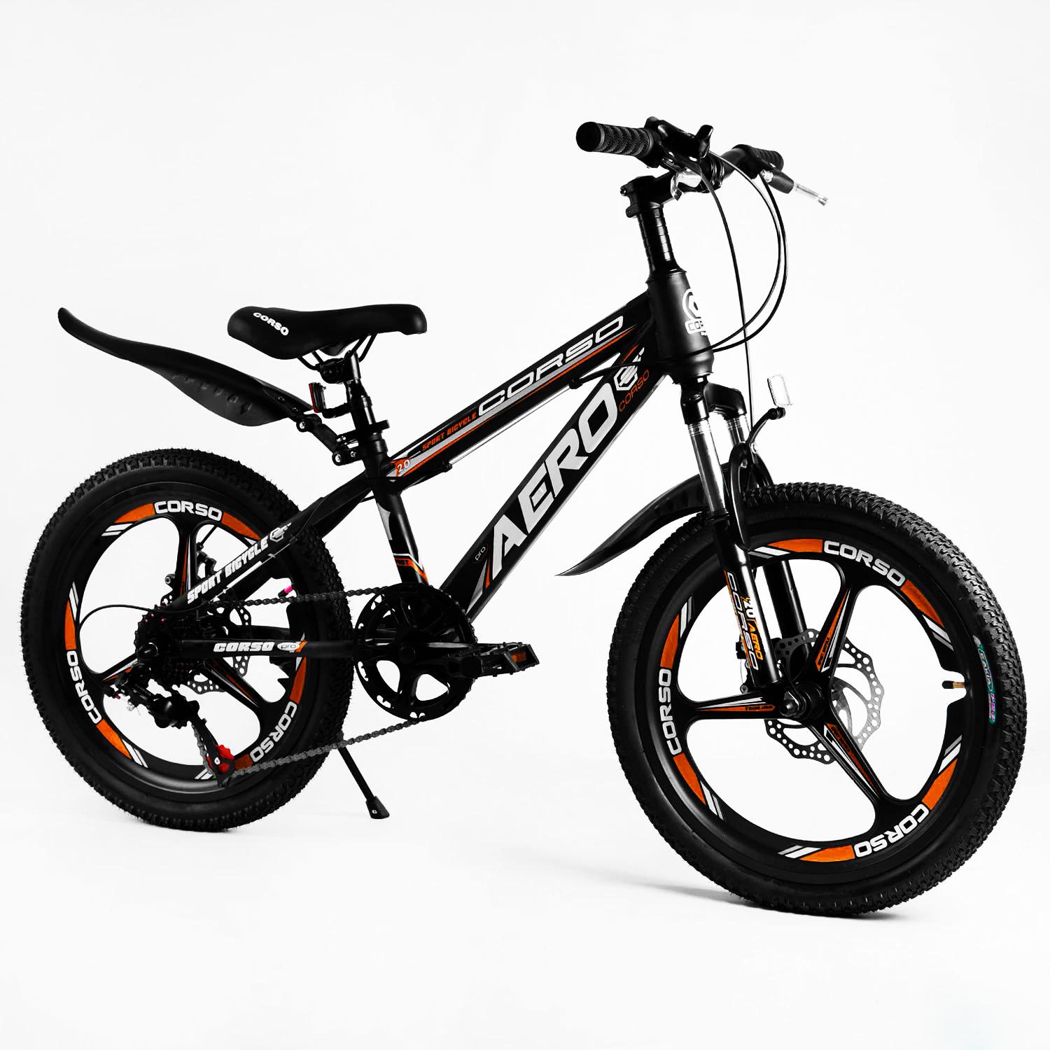 Дитячий спортивний велосипед 20" Corso Aero дискові гальма Black/Orange (106966)