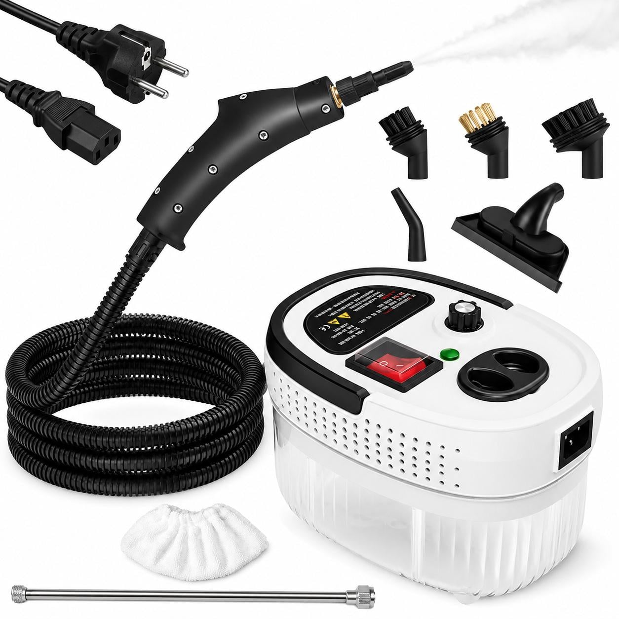 Пароочиститель Steam Cleaner 2000 Вт отпариватель 6 насадок Бело-черный (376394) Пароочиститель Steam Cleaner 2000 Вт отпариватель 6 насадок Бело-черный (376394)