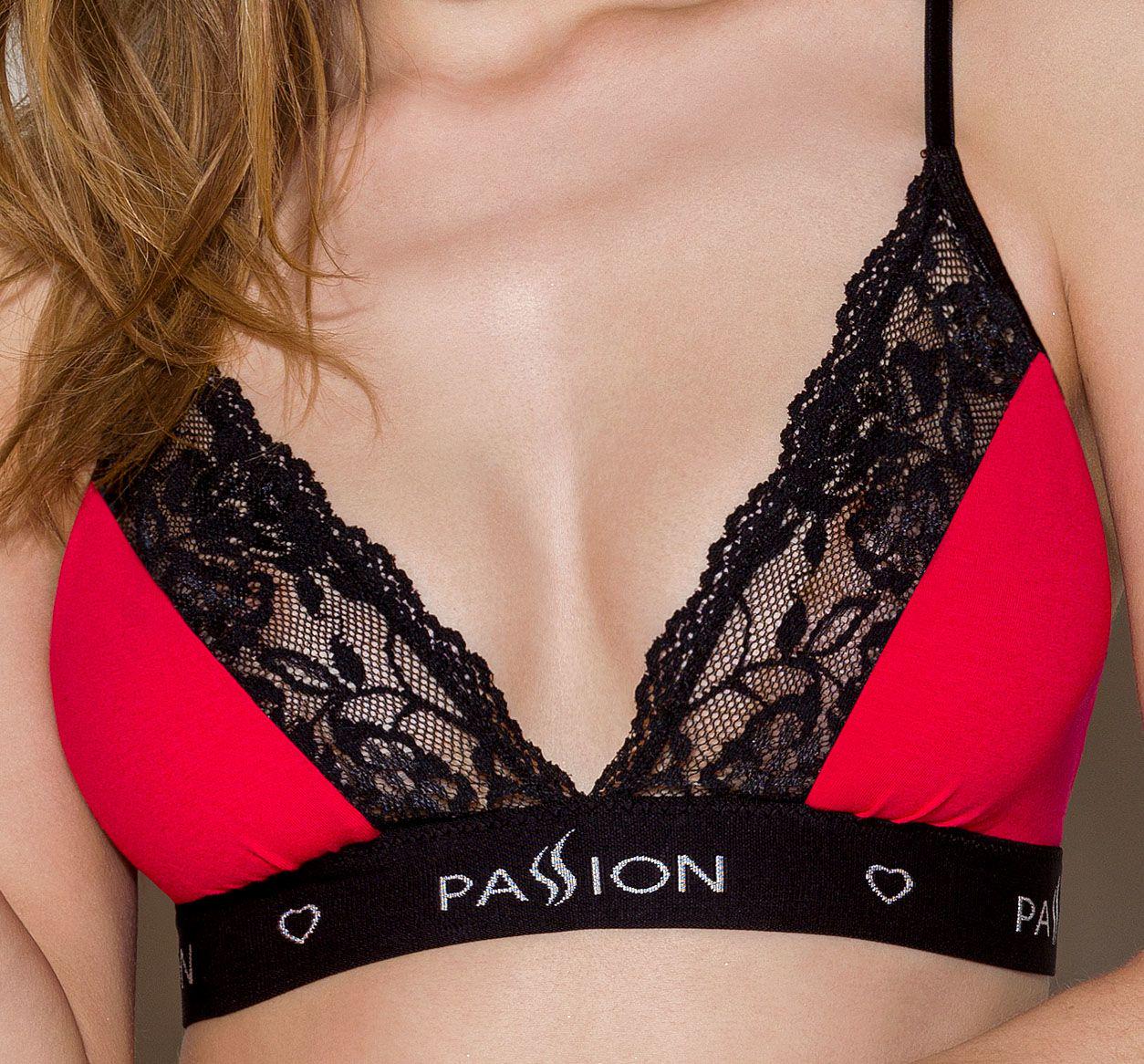 Эластичный топ с кружевом Passion PS001 TOP XL Red/Black