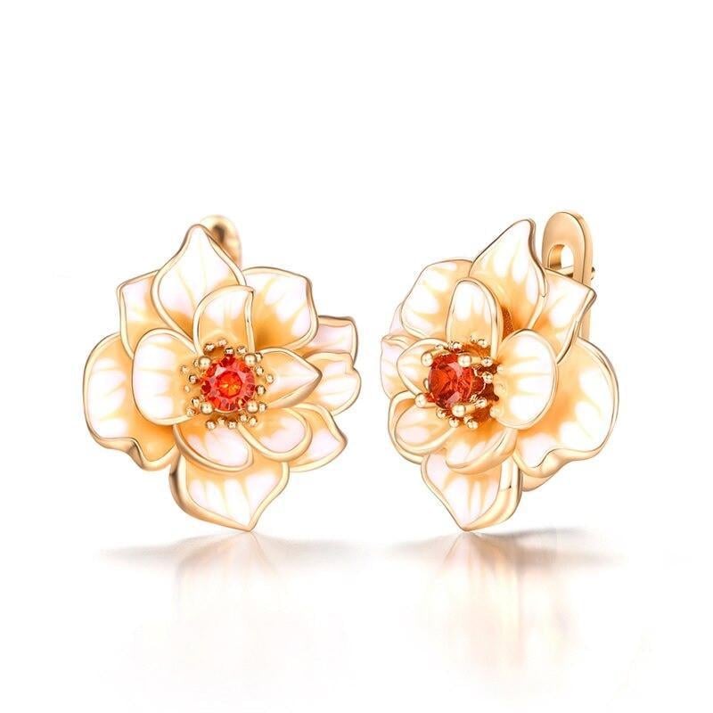 Серьги женские Liresmina Jewelry Роскошный цветок для леди 1,8 см Золотистый (35473779)