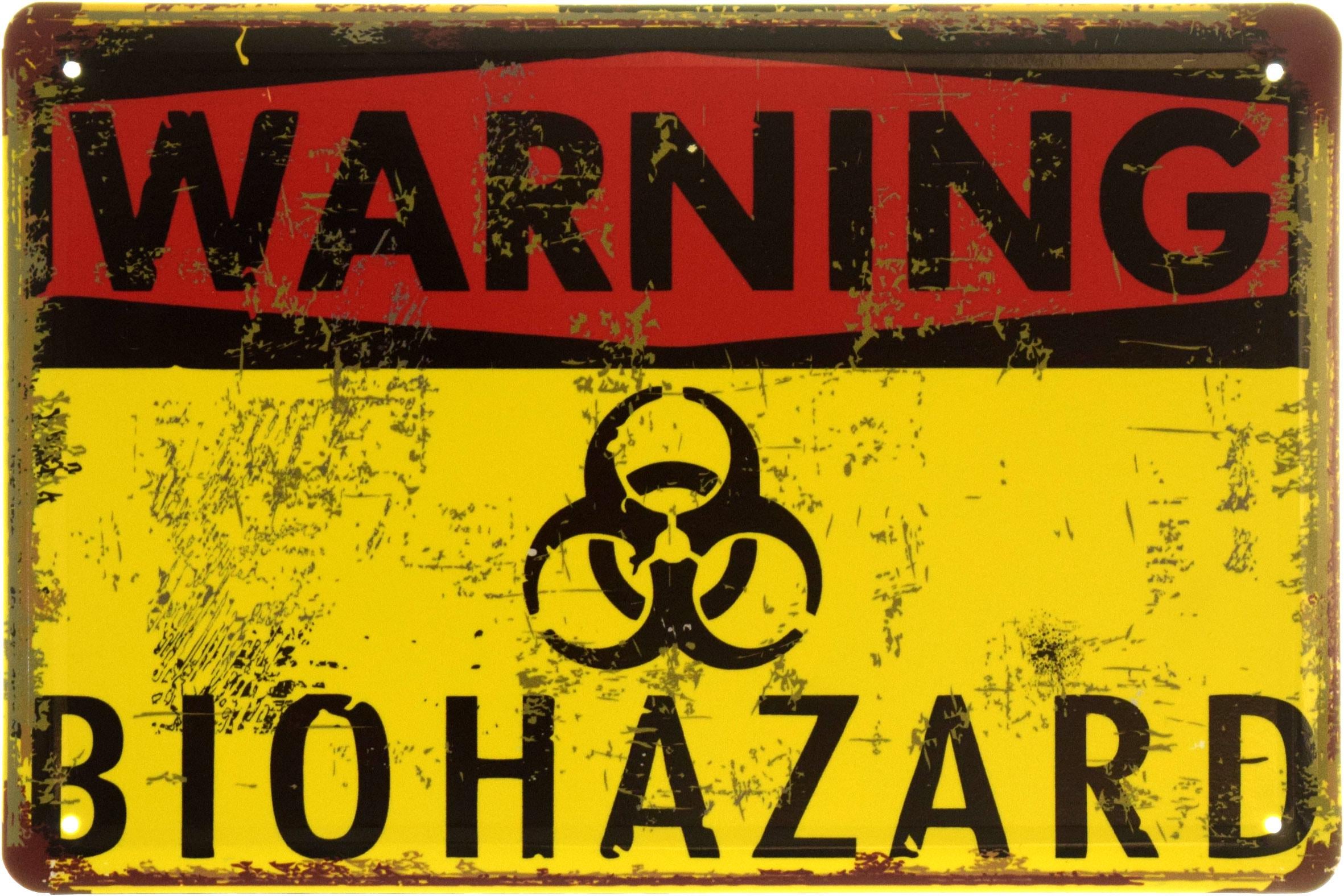 Табличка металлическая "Warning Biohazard" 20x30 см (ms-103988)