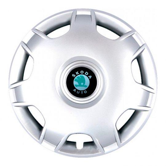 Автомобильные колпаки SKS 205 R14 с логотипом Skoda 4 шт. Серебристый