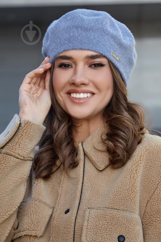 Пушистый стильный вязаный берет (4916) Braxton маренго 56-59