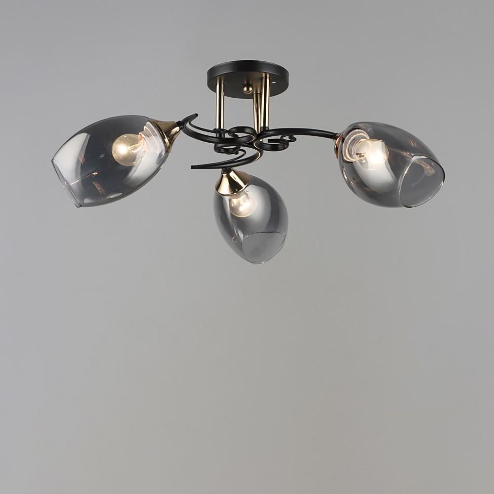 Люстра потолочная Light House SR-19353/3 COFFEE-FGD E27 560х250 мм Черный/Золотой/Дымчатый