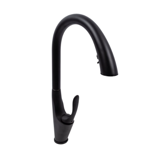 Смеситель кухонный Valeso PVD с выдвижным изливом Черный (OB-D91A)