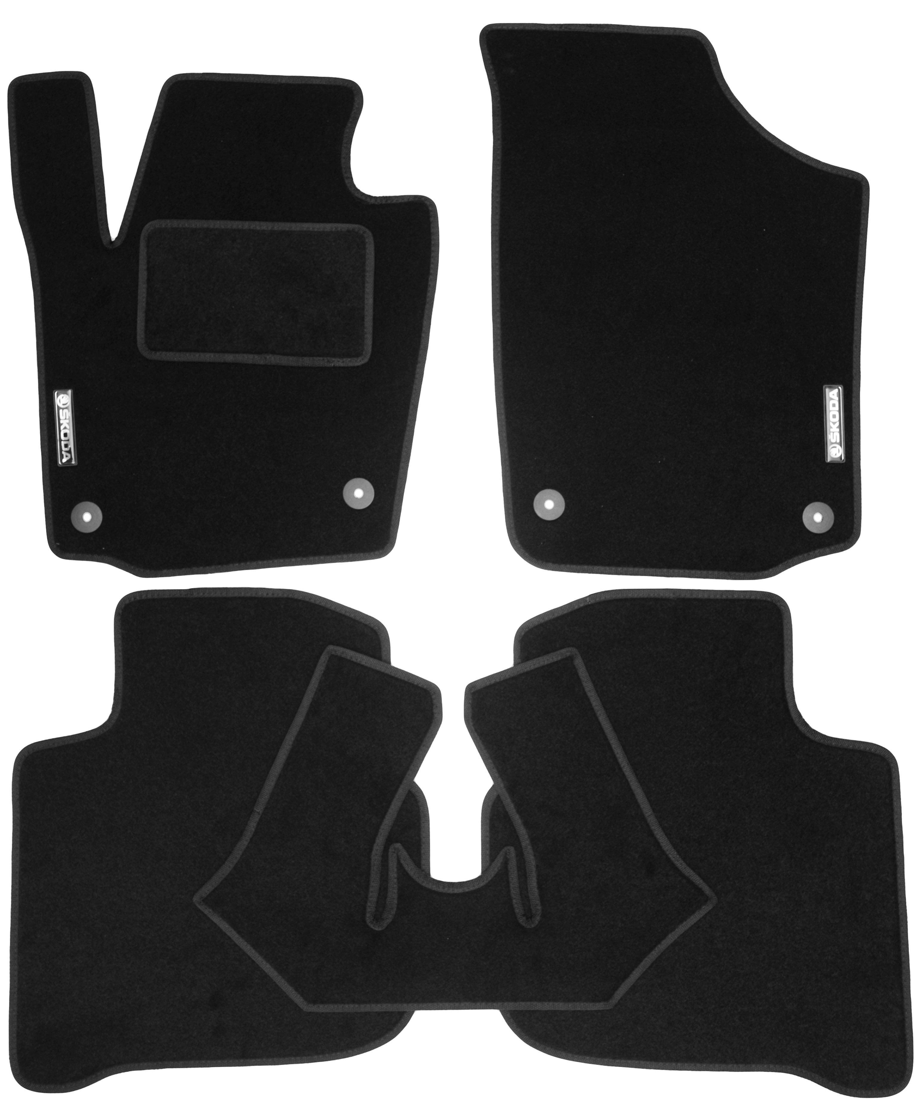 Коврики в салон для Skoda Rapid '13 текстильные 4 клипсы Стандарт Черный