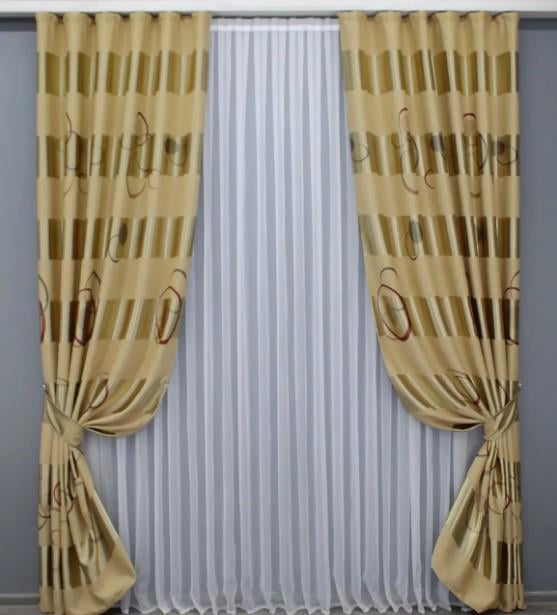 Комплект штор из ткани софт 1,5х2,7 м 2 шт. Бежевый (366ш)