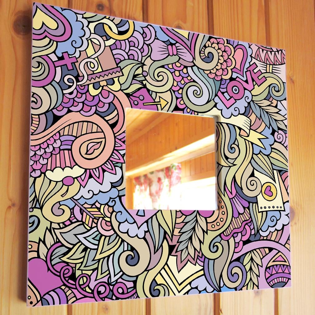 Зеркало декоративное с арт текстурой Love 260х260 мм (M03811)