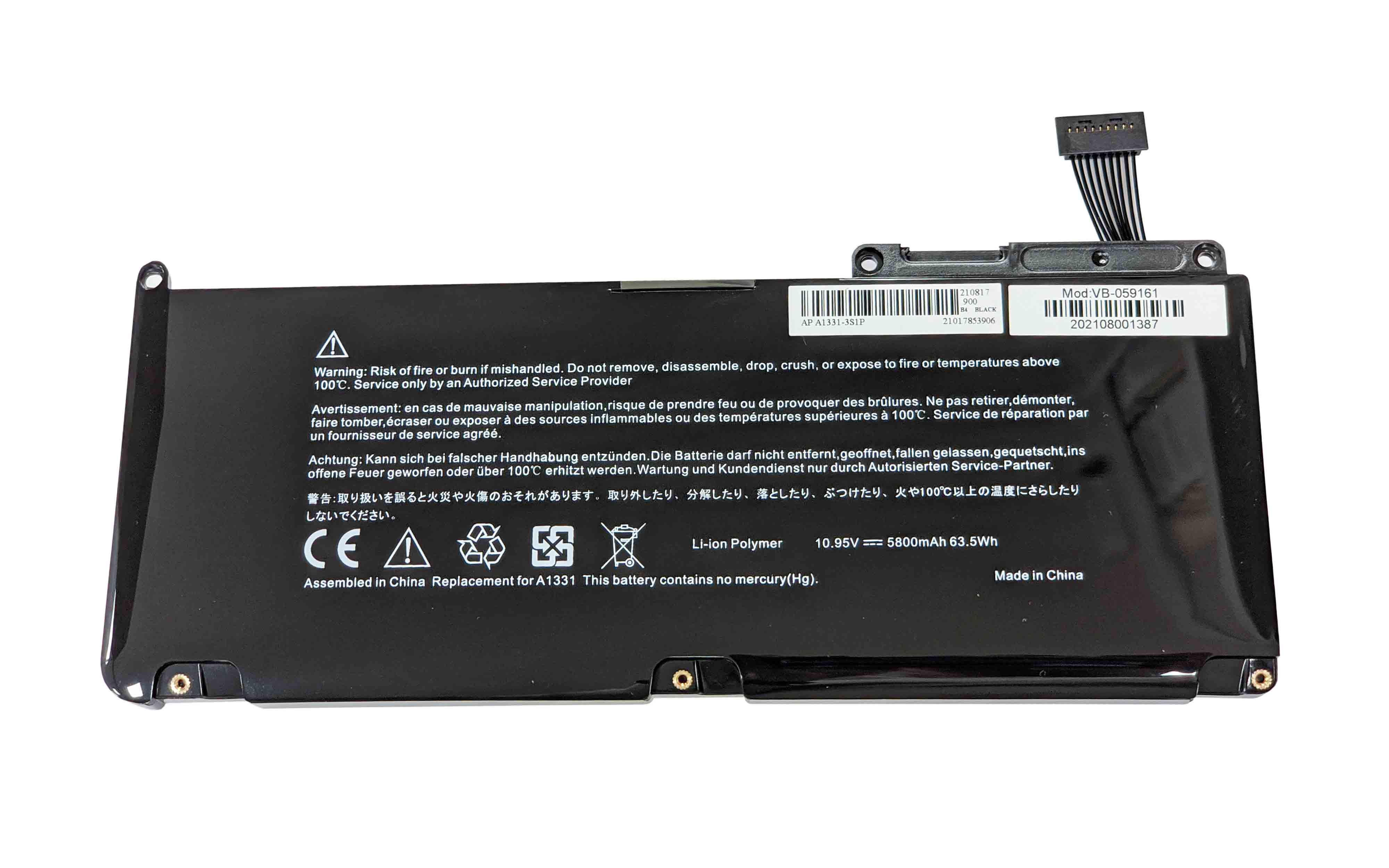 Аккумулятор для ноутбука Apple A1331 MacBook 13" 10.95V Black 5800mAh OEM - фото 1