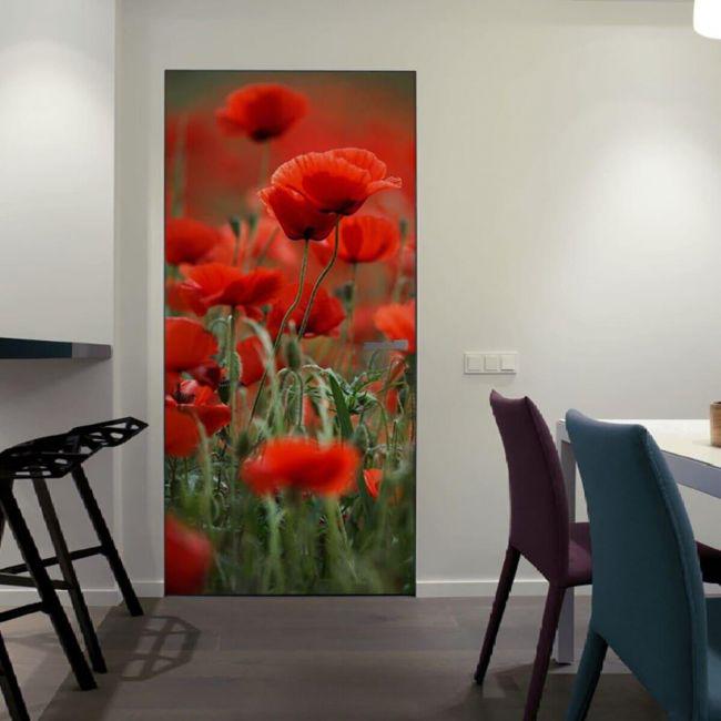 Наклейка интерьерная на двери Sticker Wall SW-00000954 Маки в поле 104х210 см