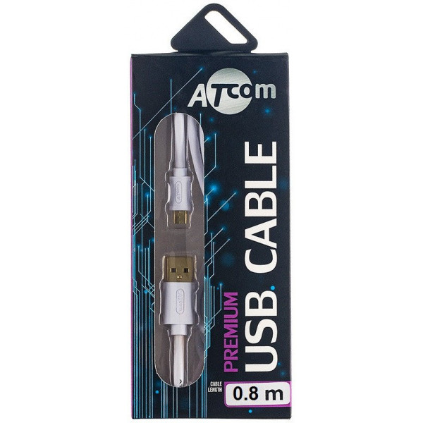 Кабель Atcom USB 2.0 AM/microUSB, 0.8 м Білий (16123) - фото 2