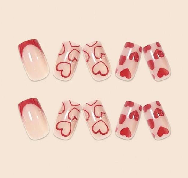 Накладные ногти Френч с сердцем с клеевыми пластинами 24 шт. Алый (2689612562) - фото 5 Накладные ногти Френч с сердцем с клеевыми пластинами 24 шт. Алый (2689612562) - фото 5