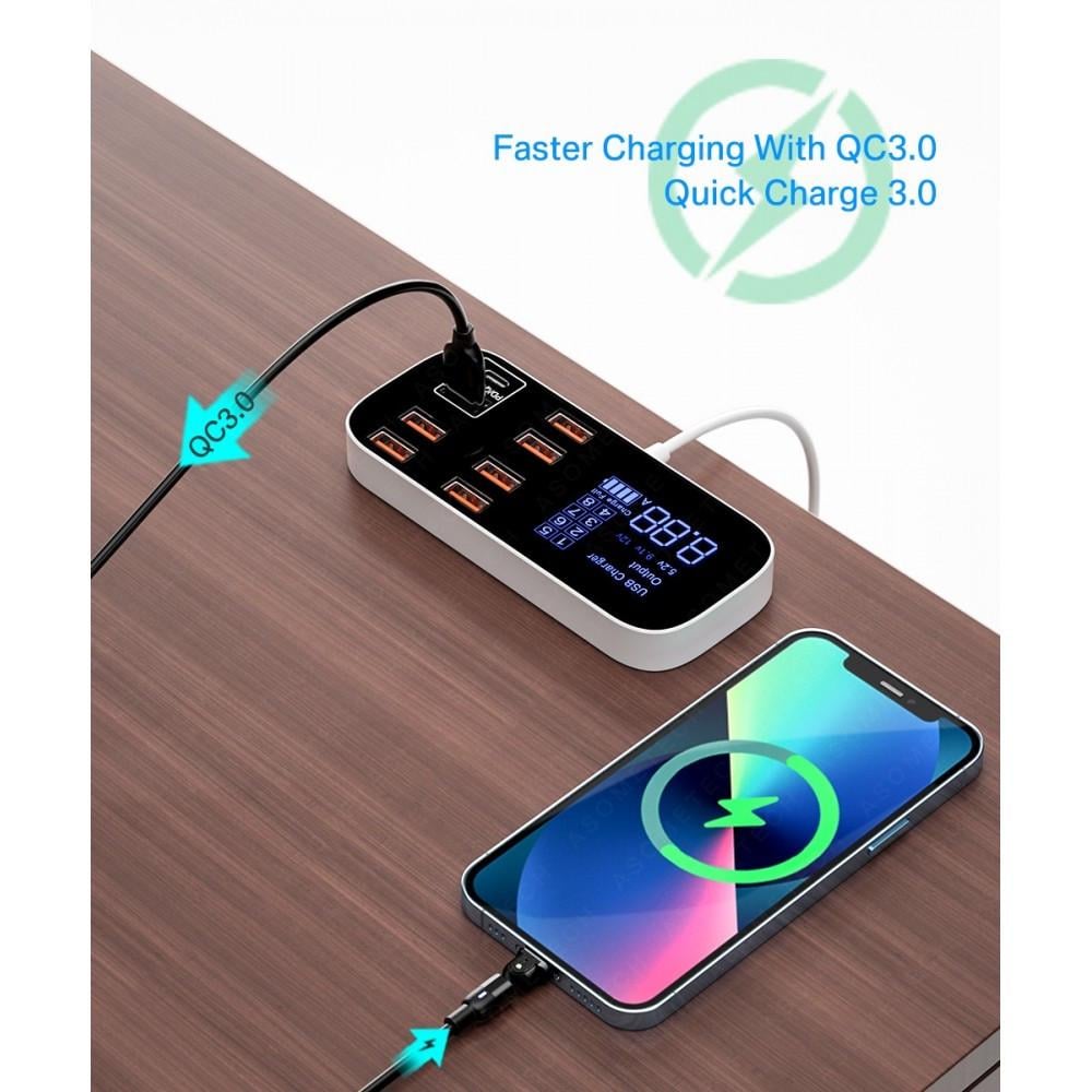 Зарядний пристрій мережевий Asometech 40W PD3.0 QC 3.0 8 USB (25397265) - фото 3 Зарядний пристрій мережевий Asometech 40W PD3.0 QC 3.0 8 USB (25397265) - фото 3