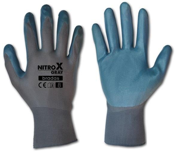 Перчатки защитные Bradas Nitrox нитрил р. 8 Grey (28855)