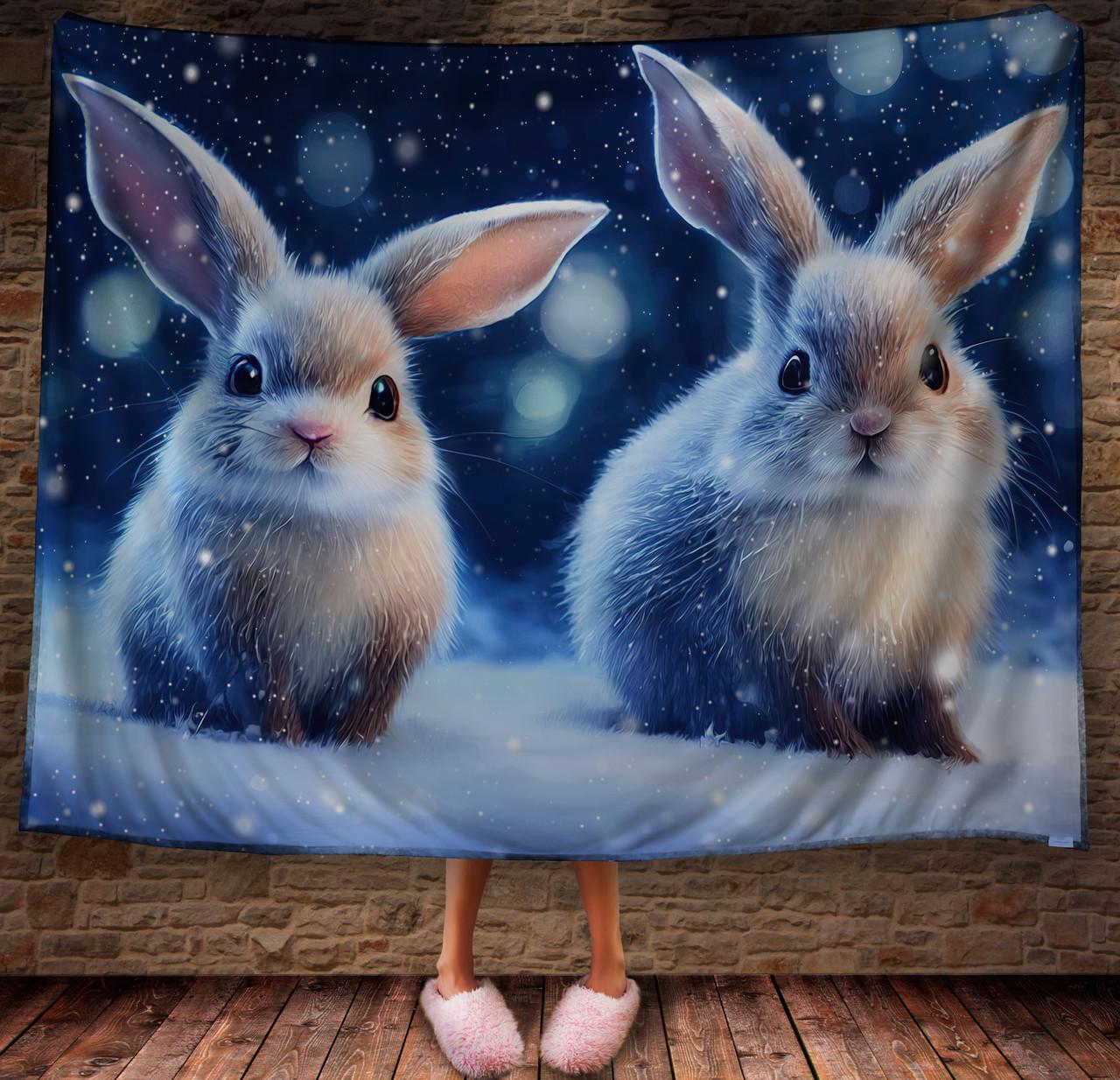 Плед с 3D принтом 21 Кролик в зимнем сказочном лесу 150х200 см (epi_1833)