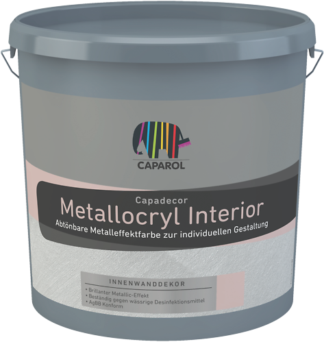 Фарба декоративна інтер'єрна акрилова глянцева Caparol Metallocryl Interior 2,5 л Сріблястий (2620734746)