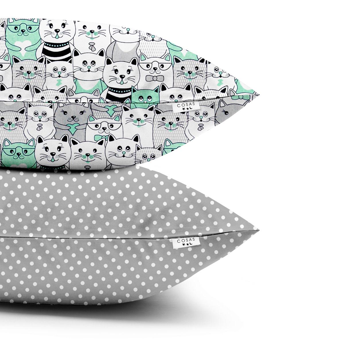Набор наволочек Cosas Cats Grey Mint Dots White 2 шт. 40х60 см (4822052025154)