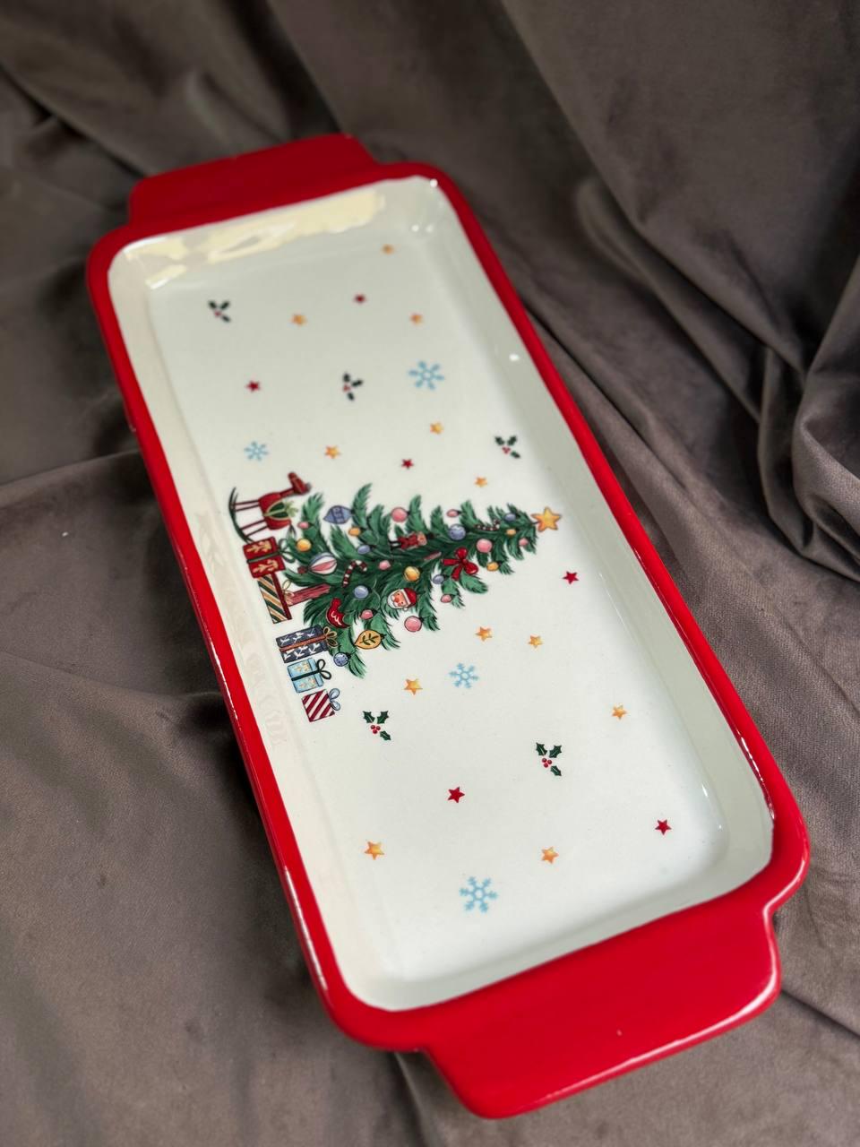 Блюдо сервірувальне новорічне YIWU New Year порцелянове 39х15х2 см (CR-1-1)