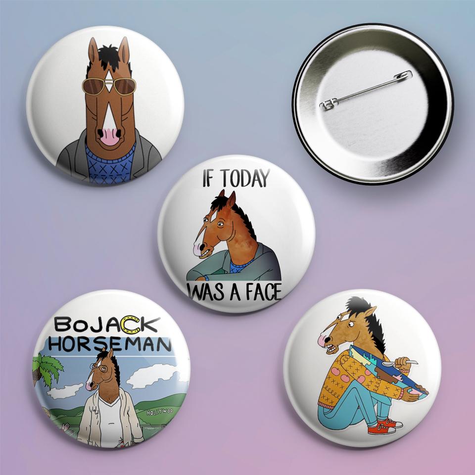 Значки на рюкзак с принтом BoJack Horseman 4 шт.