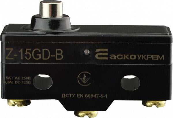 Микропереключатель АСКО-Укрем Z-15GD-B 1NO+1NC 15А 250 V IP20 широкий шток (A0050040008)