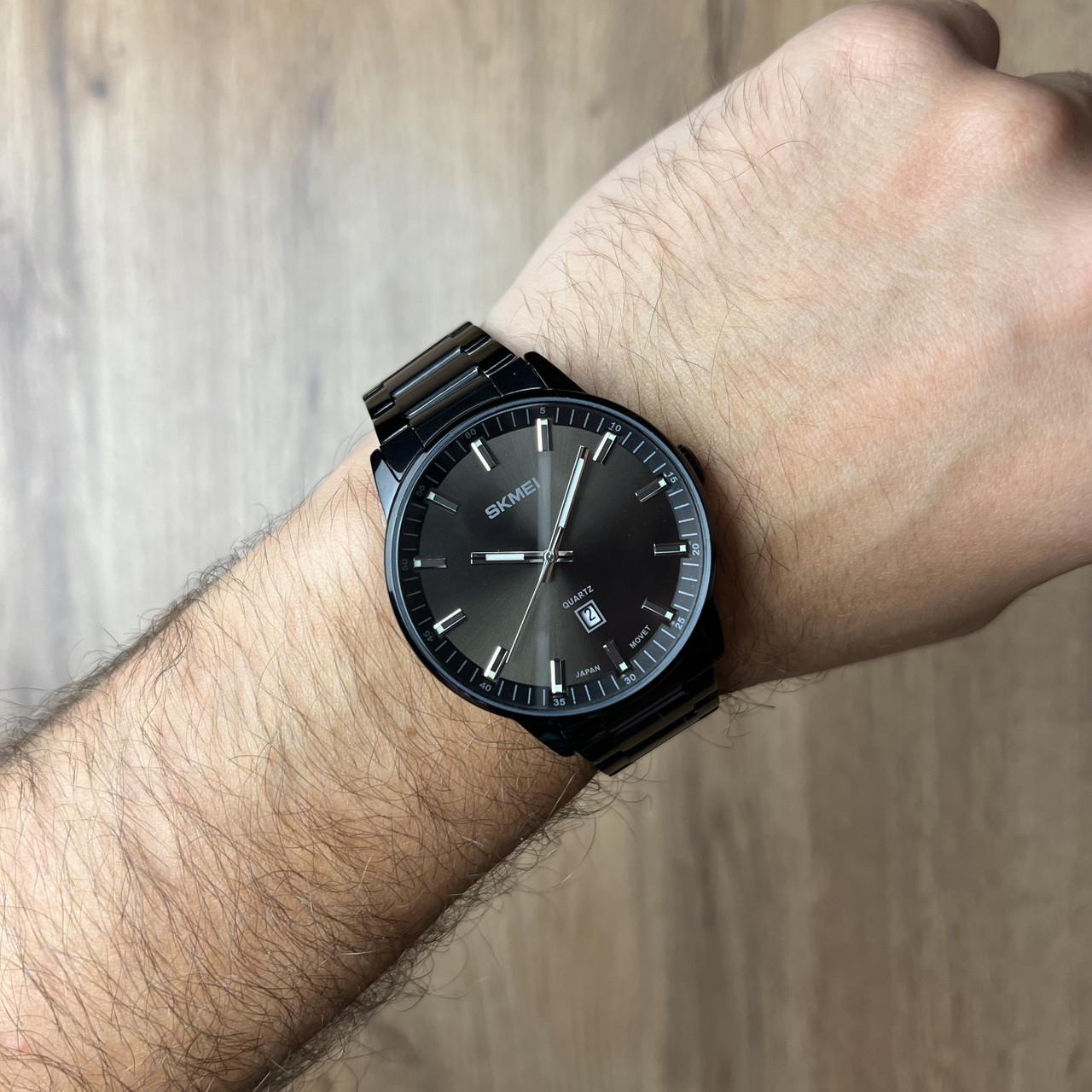 Часы мужские металлические Skmei с датой Черный (z062-2) - фото 2 Часы мужские металлические Skmei с датой Черный (z062-2) - фото 2