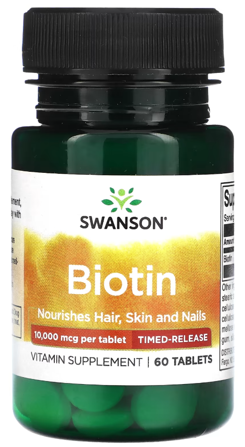 Биотин медленного высвобождения Swanson Biotin 10 000 мг Timed Release 60 таблеток
