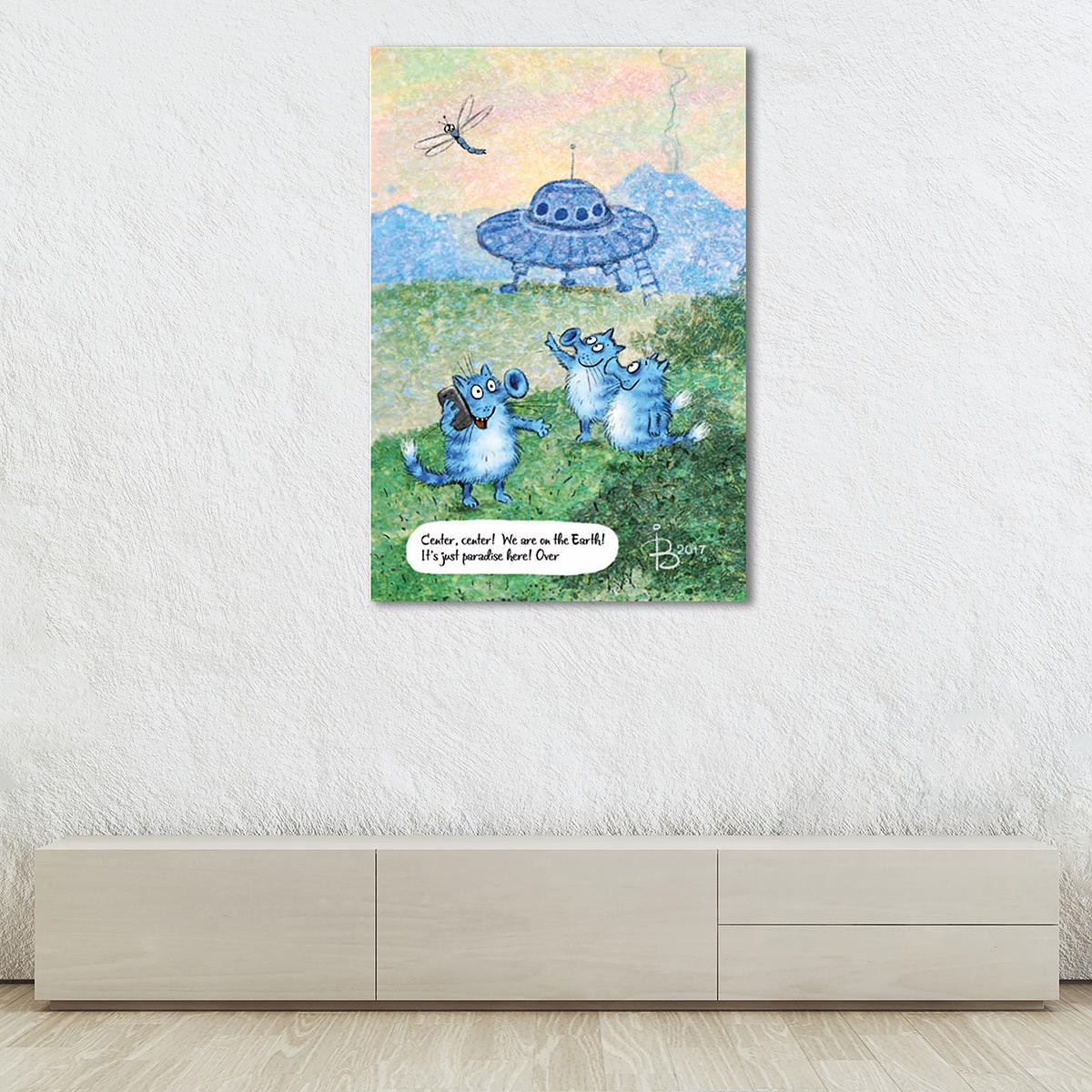 Модульная картина Прилет инопланетян 1 модуль 40х60 см