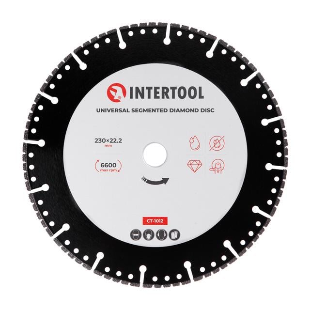 Диск алмазный универсальный сегментный Intertool 230х22,2 на угловую шлифмашину (CT-1012)