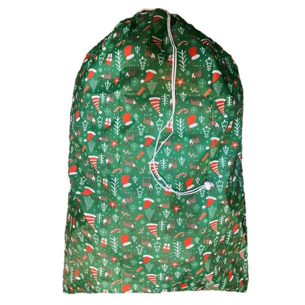 Рождественский мешок Елени с елками для подарков с завязками 60x90 см 81 л Зеленый Рождественский мешок Елени с елками для подарков с завязками 60x90 см 81 л Зеленый