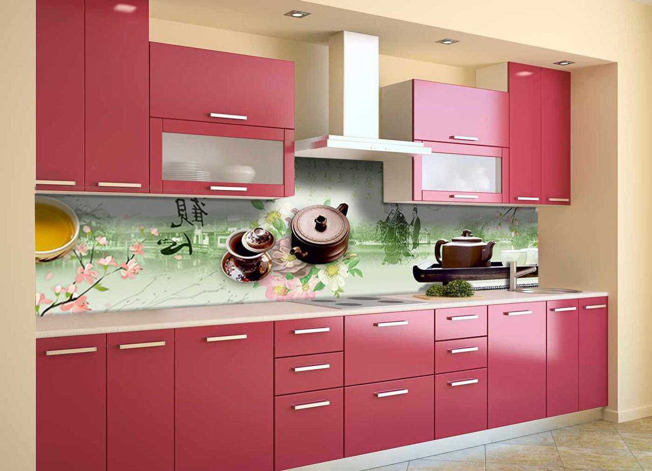 Кухонный фартук Чай и сакура с самоклеющейся виниловой пленки 60х250 см Зеленый Кухонный фартук Чай и сакура с самоклеющейся виниловой пленки 60х250 см Зеленый