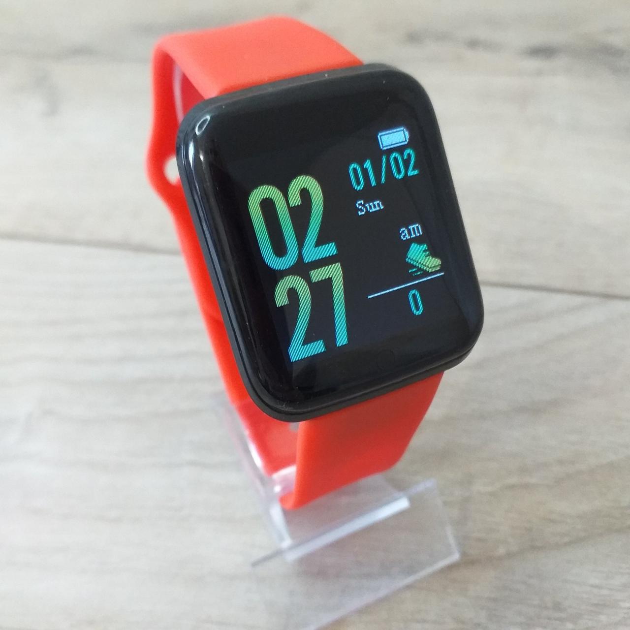 Смарт-часы Smart Bracelet Y68 шагометр пульсометр с красным ремешком (KG-10938)