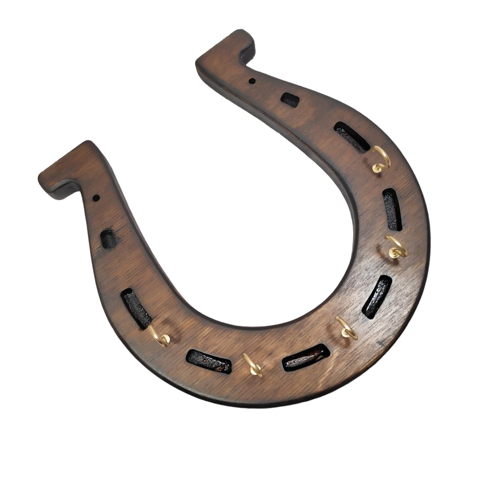 Настенная ключница-подкова из дерева ручной работы на 5 ключей (60397-Нов)