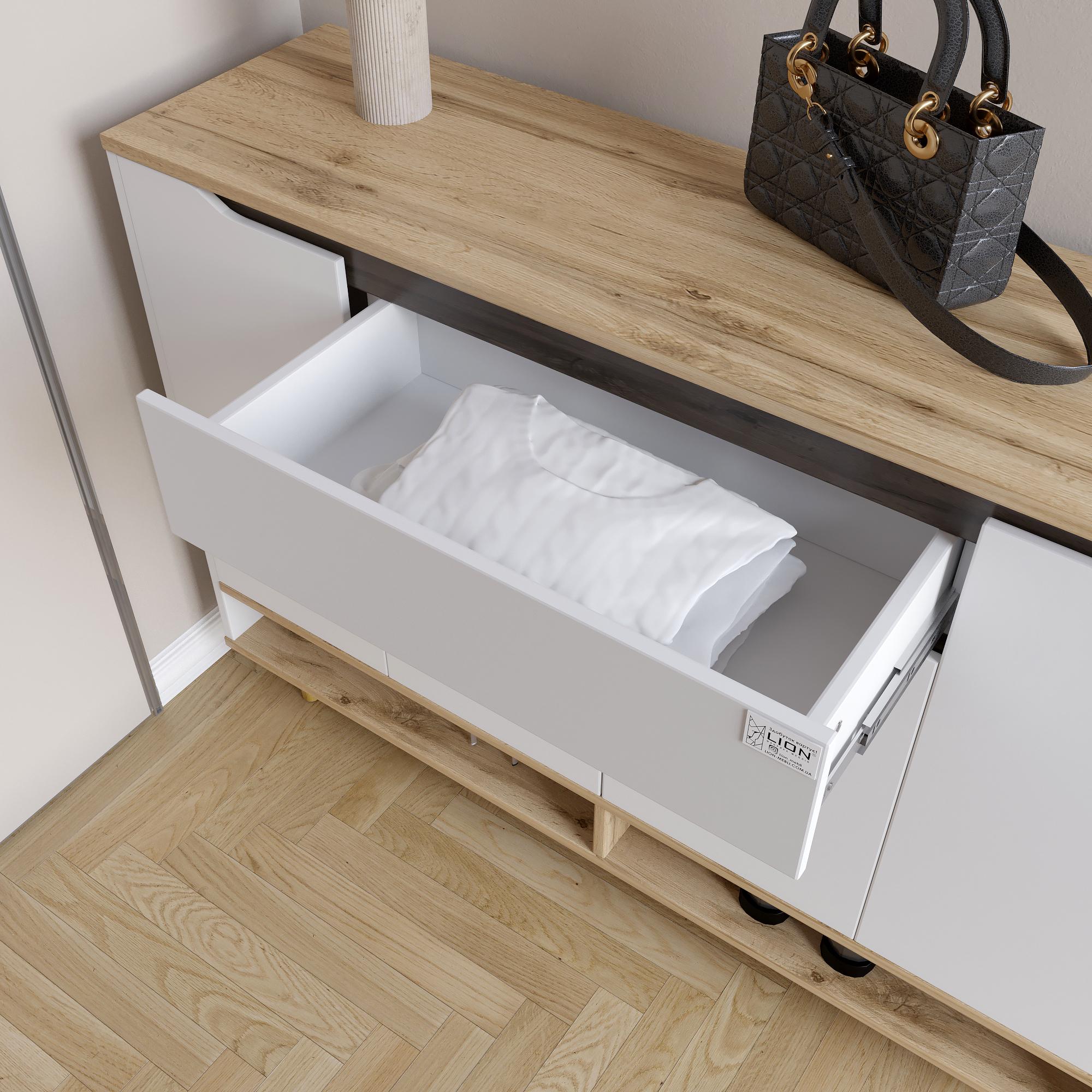 Комод с дверцами и ящиком без ручек Салливан Т-2 1200x330x830 мм Антрацит - фото 3